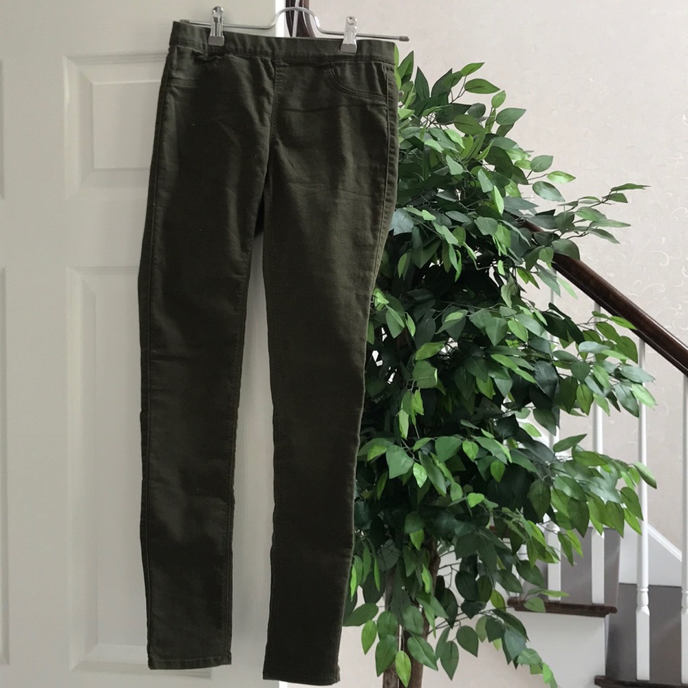 Olive green stretch jeggings/pants
